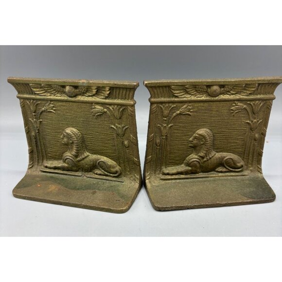 Vintage Pair Egyptian Sphinx Bookends Art Deco - Picture 1 of 6
